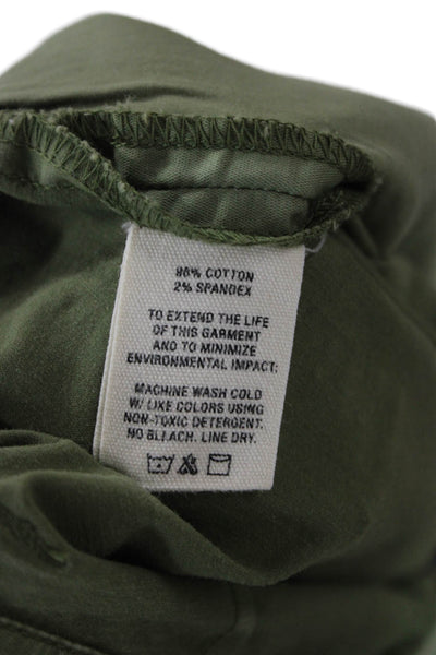 Alex Mill Unisex Chino Shorts Army Green Cotton Spandex Button Size 2