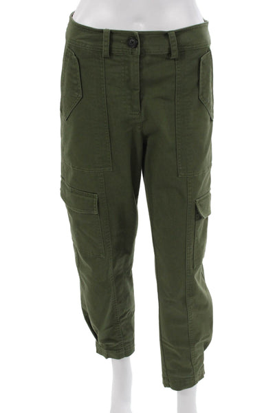 Derek Lam 10 Crosby Women Cropped Cargo Pants Green Rayon Size 2