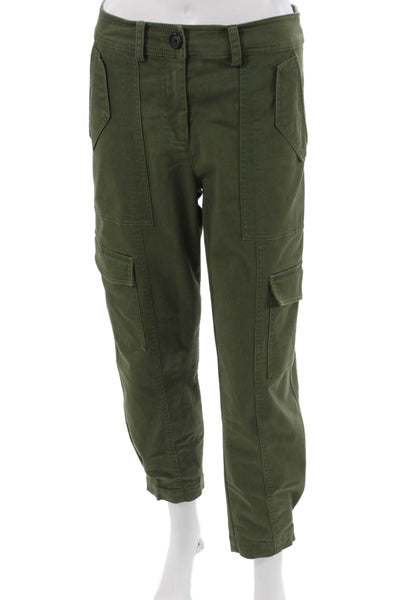 Derek Lam 10 Crosby Women Cropped Cargo Pants Green Rayon Size 2