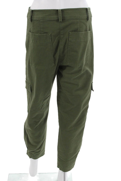 Derek Lam 10 Crosby Women Cropped Cargo Pants Green Rayon Size 2