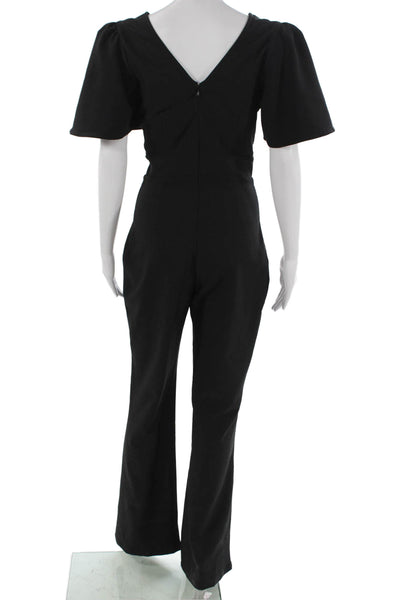 Socialite Womens Jumpsuit V-Neck Short Sleeve Black Size XS