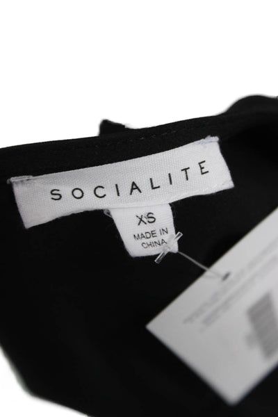 Socialite Womens Jumpsuit V-Neck Short Sleeve Black Size XS