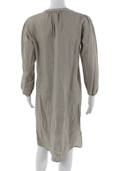 James Perse Womens Shift Dress Gray Linen Long Sleeve Knee Length Size 1