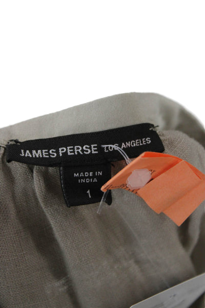 James Perse Womens Shift Dress Gray Linen Long Sleeve Knee Length Size 1