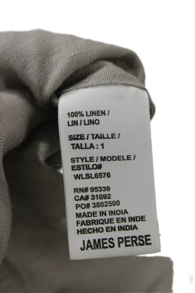 James Perse Womens Shift Dress Gray Linen Long Sleeve Knee Length Size 1