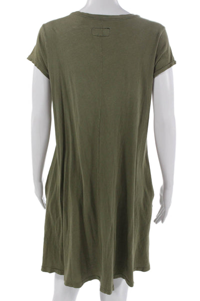 Current/Elliott Women Trapeze Swing T-Shirt Dress Green V-Neck Size 3