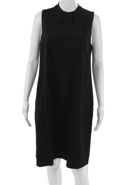 J. Mclaughlin Women Shift Dress Black Sleeveless Mock Neck Knee Length Size M