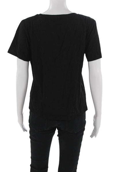 Stateside Women Black V-Neck T-Shirt 100% Supima Cotton Short Sleeve Size M