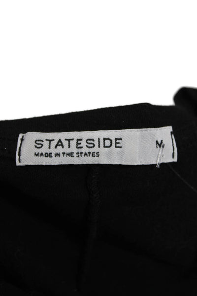 Stateside Women Black V-Neck T-Shirt 100% Supima Cotton Short Sleeve Size M