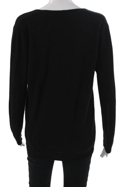 Theory Unisex V-Neck Pullover Sweater Black Cotton Blend Long Sleeve Size M