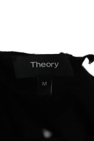 Theory Unisex V-Neck Pullover Sweater Black Cotton Blend Long Sleeve Size M