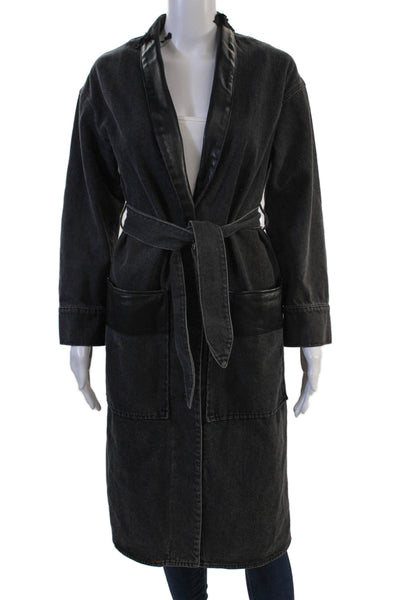 Nanushka Women Denim Jacket Black Cotton Button Long Sleeve Size XS