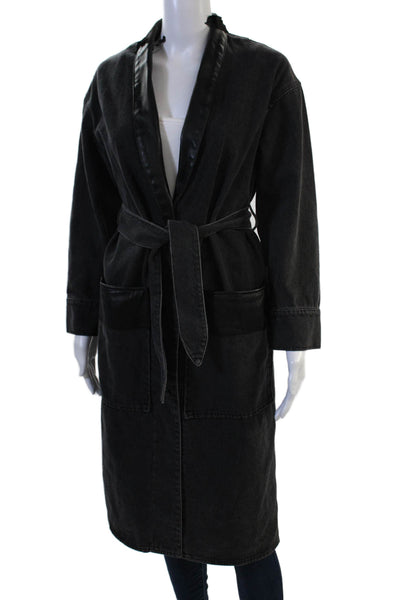 Nanushka Women Denim Jacket Black Cotton Button Long Sleeve Size XS