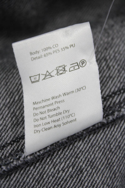 Nanushka Women Denim Jacket Black Cotton Button Long Sleeve Size XS