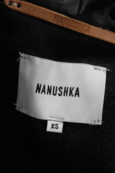 Nanushka Women Denim Jacket Black Cotton Button Long Sleeve Size XS