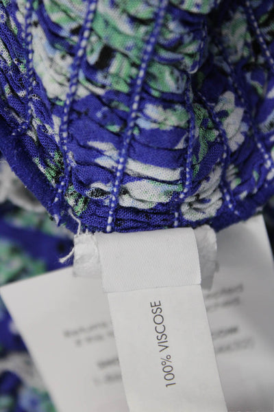 Poupette St. Barth Unisex Floral Bohemian Viscose Shorts Blue Size S