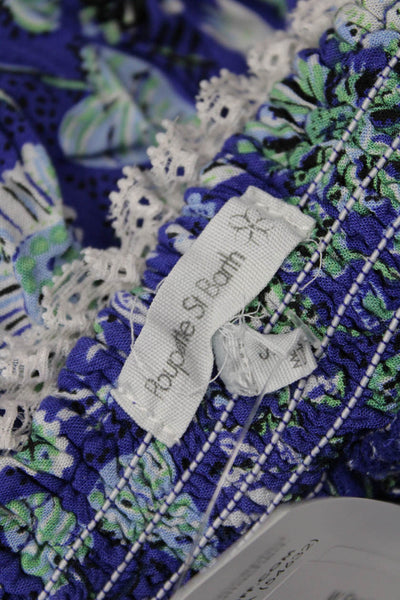 Poupette St. Barth Unisex Floral Bohemian Viscose Shorts Blue Size S