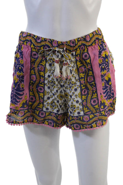 Calypso Saint Barth Unisex Pink Floral Drawstring Viscose Shorts Size S