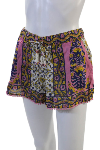 Calypso Saint Barth Unisex Pink Floral Drawstring Viscose Shorts Size S