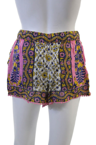 Calypso Saint Barth Unisex Pink Floral Drawstring Viscose Shorts Size S