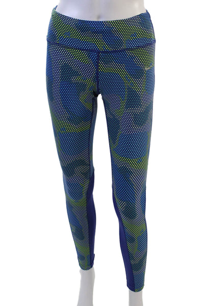 Nike Womens Ankle Leggings Blue Geometric Nylon Spandex Size S
