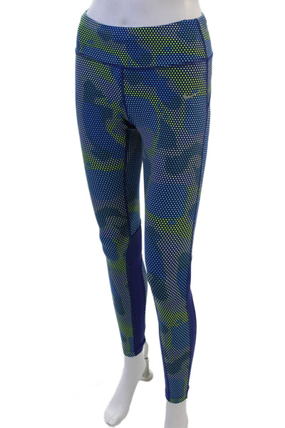 Nike Womens Ankle Leggings Blue Geometric Nylon Spandex Size S