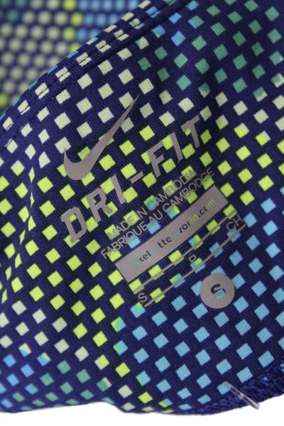 Nike Womens Ankle Leggings Blue Geometric Nylon Spandex Size S