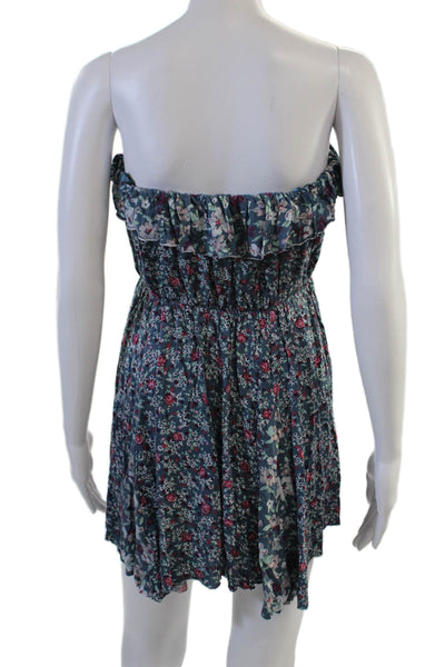 Kimchi Blue Womens Sundress Blue Floral Rayon Sleeveless Short Boho Size M