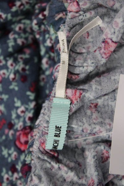 Kimchi Blue Womens Sundress Blue Floral Rayon Sleeveless Short Boho Size M