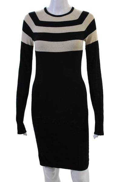 T Alexander Wang Womens Bodycon Sweater Dress Black Striped Crew Neck Size S
