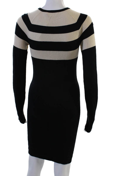 T Alexander Wang Womens Bodycon Sweater Dress Black Striped Crew Neck Size S