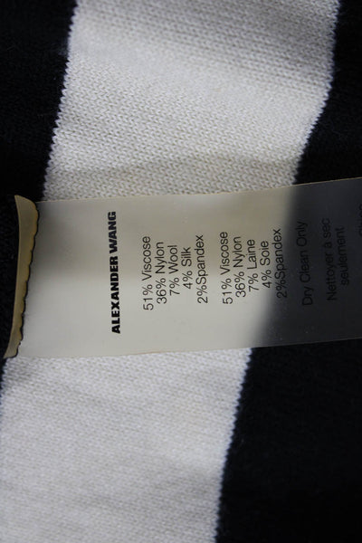 T Alexander Wang Womens Bodycon Sweater Dress Black Striped Crew Neck Size S