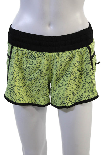 Lululemon Womens Black Leopard Nylon Blend Zip Shorts Size 4