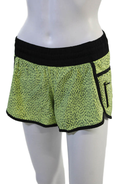 Lululemon Womens Black Leopard Nylon Blend Zip Shorts Size 4