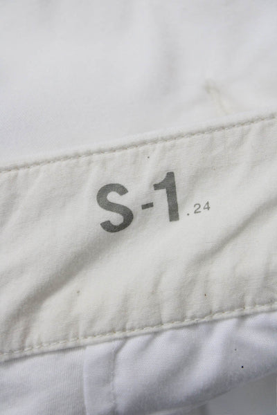 S1/24 Womens Cropped Ankle Chino Pants White Petite Size 0