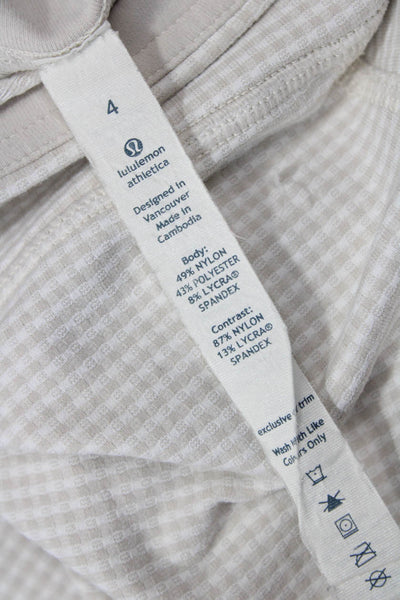 Lululemon Womens Beige Cropped Capri Leggings Checked Size 4