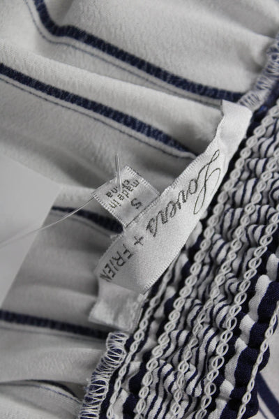 Lovers + Friends Women Cropped Striped Cotton Blouse Long Sleeve White Size S