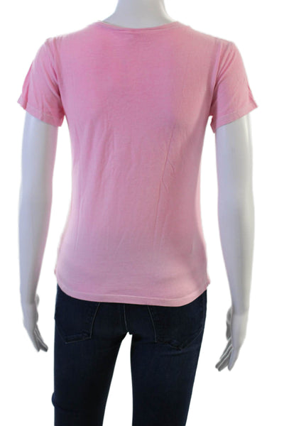 Firehouse Women Basic V-Neck Pink Cotton Blend Short Sleeve T-Shirt Size M