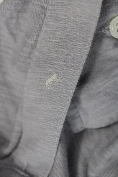 James Perse Womens Collared Cotton Button-Up 3/4 Sleeve Gray Basic Size 1