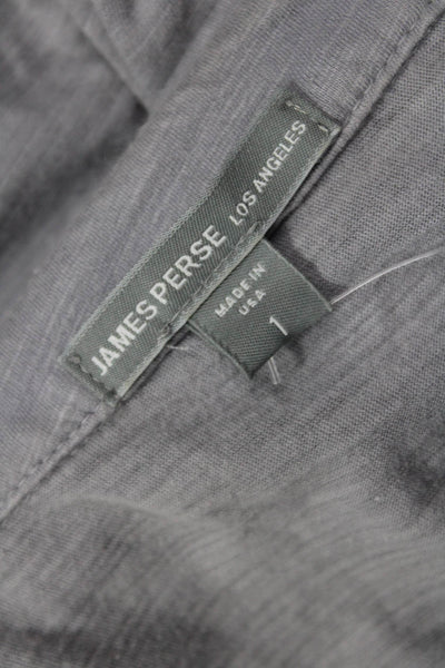 James Perse Womens Collared Cotton Button-Up 3/4 Sleeve Gray Basic Size 1