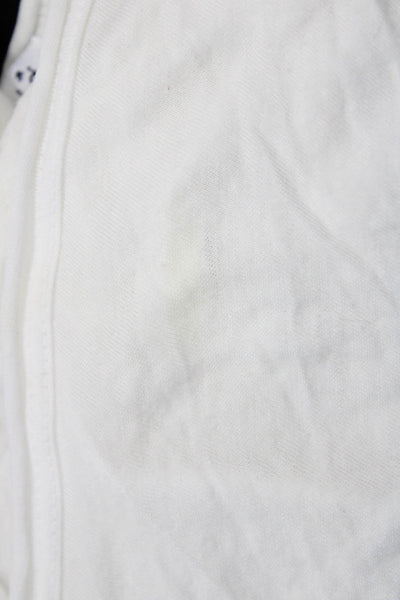Splendid Women Cropped White V Neck Short Sleeve Pima Cotton Modal Top Size L