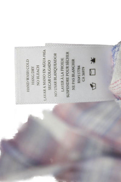 Rails Womens Plaid Light Blue Button-Up Long Sleeve Linen Petites Size XS