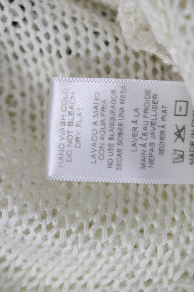 Aryn K Womens White Striped Pullover Round Neck Long Sleeve Size S