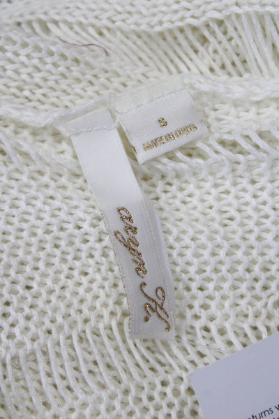 Aryn K Womens White Striped Pullover Round Neck Long Sleeve Size S