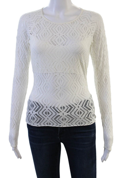 Becca by Rebecca Virtue Women White Geometric Long Sleeve Top Size S