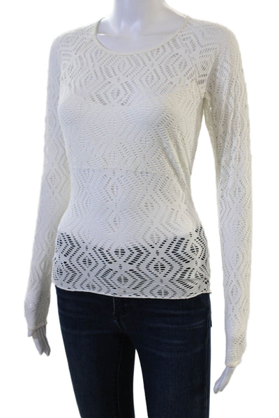 Becca by Rebecca Virtue Women White Geometric Long Sleeve Top Size S