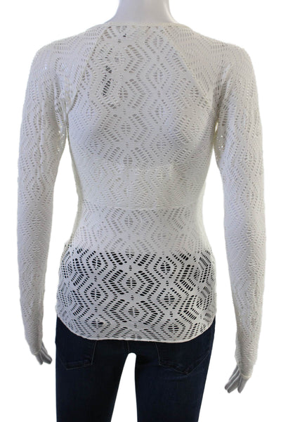 Becca by Rebecca Virtue Women White Geometric Long Sleeve Top Size S