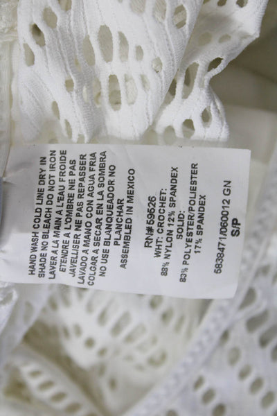 Becca by Rebecca Virtue Women White Geometric Long Sleeve Top Size S