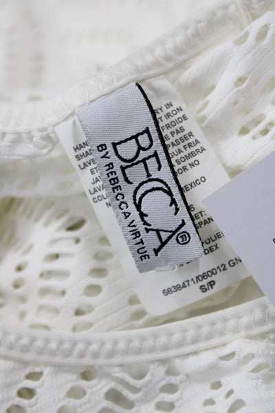 Becca by Rebecca Virtue Women White Geometric Long Sleeve Top Size S