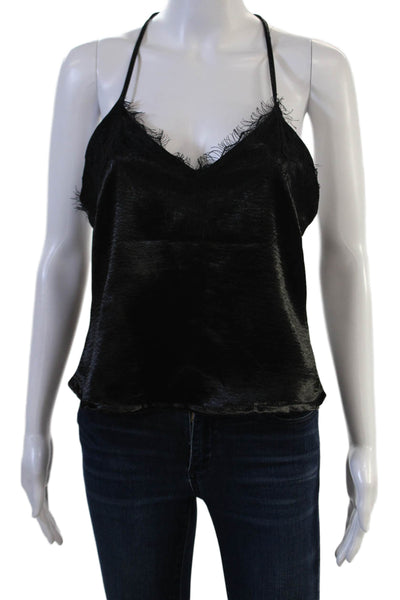 One Way Womens Camisole Black V-Neck Tie Polyester Sleeveless Size 6